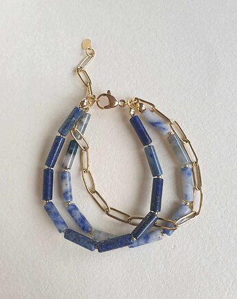 Bransoletka FALA lapis lazuli, jaspis niebieski, agat mszysty, modesign