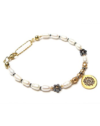 Pearls /white/ perły naturalne vol. 10 - bransoletka, KiKa pracownia