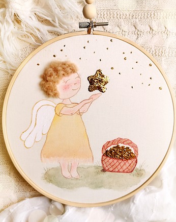 Obrazek z Aniołem Stróżem na pamiątkę narodzin, chrztu, roczku, gingerolla