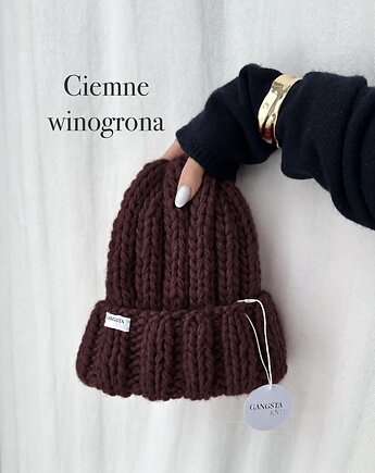 Czapka Nordic 100% wełna *ciemne winogrona*, GANGSTA KNIT
