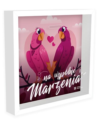 Ramka Skarbonka - Papużki nierozłączki - na walentynki, Ramka Skarbonka