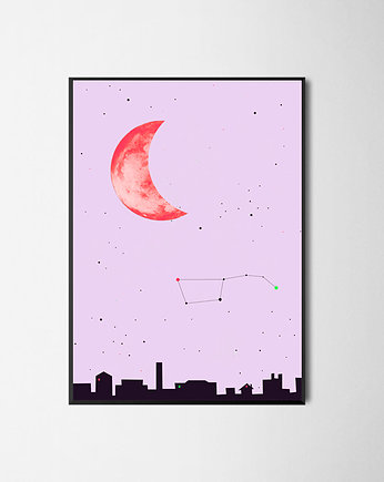 Plakat Księżyc nad miastem A3, michal cygan