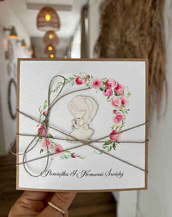 Kartka na komunię - pamiątka komunii ręcznie robiona Prezent, sorte