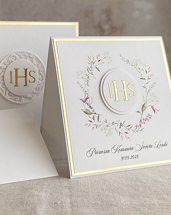 Kartka na komunię z pudełkiem i kopertą, 65 D, Anna Art and Crafts