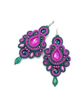 Kolczyki sutasz zielono różowe kolorowe energetyczne wiosenne Bianca, Katrina Rossa