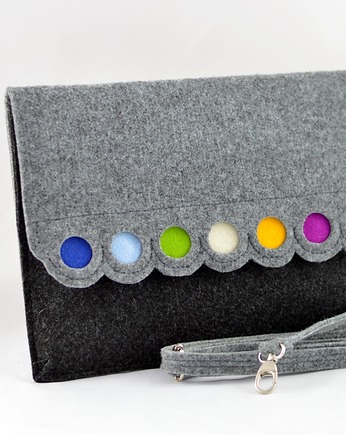 Kopertówka Filcowa z Kolorowymi Kropkami - mała, Green Sheep