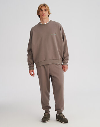 Spodnie dresowe LOOSE FIT taupe męskie, HARP TEAM