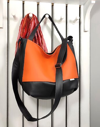 Ciemnopomarańczowa torba shopper, listonoszka 3wa, pomarańczowa torebka damska, ankate
