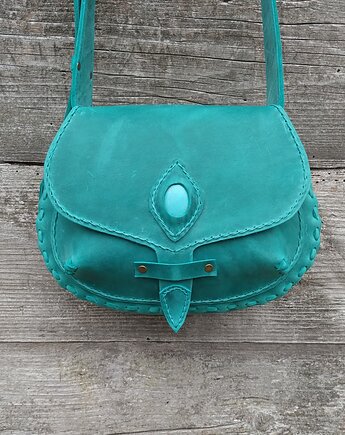 Torebka skórzana wykonana ręcznie . Lazur., pracownia kala