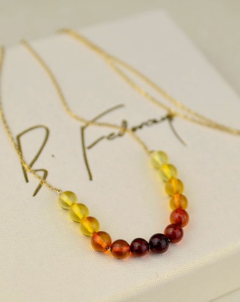 Złoty naszyjnik z bursztynem pr. 585 Rainbow, Barbara Fedorczyk