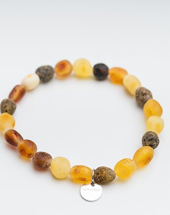 Personalizowana bransoletka z bursztynu bałtyckiego elastyczna, AmberMal