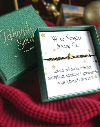 Świąteczna bransoletka - pomysł na prezent - świąteczne pudełko -, kaktusia