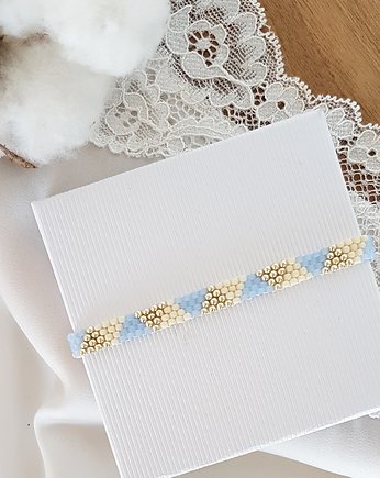 Bransoletka trójkąty błękitno-srebrne, LEI handmade 