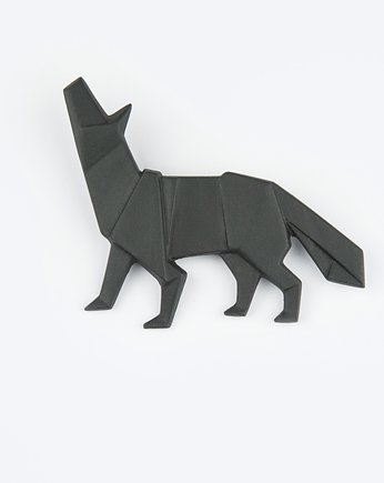 Broszka Porcelanowa Origami Wilk Czarna, StehlikDesign