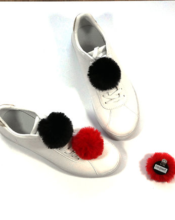 Klipsy do butów- Pompony / Czarne i Czerwone, Coquet