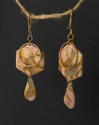 Kolczyki wiszące Pink Marble, Natalia Puchalska