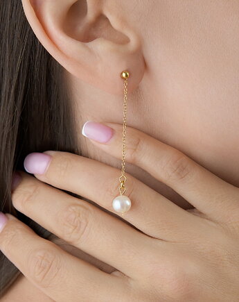 Kolczyki długie z perłą srebro 925 pozłacane, Coccola JEWELLERY