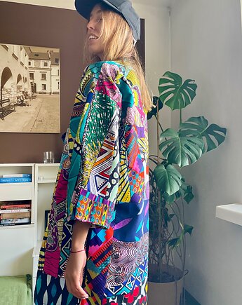 Zjawiskowe ocieplane kimono patchwork, Pintera