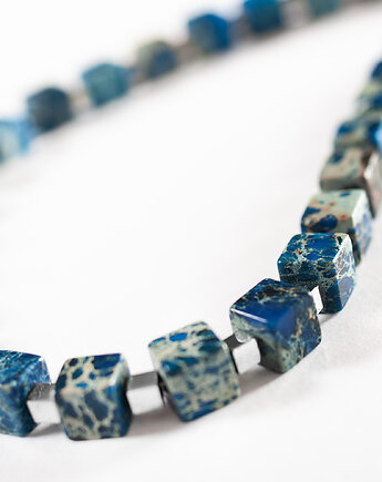 Geometryczny naszyjnik z jaspisem cesarskim i hematytem. [WK13], Anillito