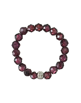 Pierścionek elastyczny granat kulka srebrna, Bring Biżuteria