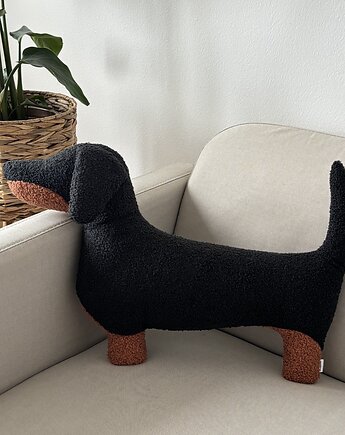 Poduszka Pies Jamnik Czarny Podpalany Boucle, poduszkownia