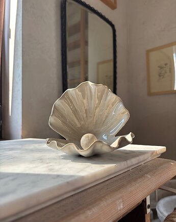 Ceramiczna muszla na obrączki prezent ślubny talerzyk na drobiazgi, Maison Fragile