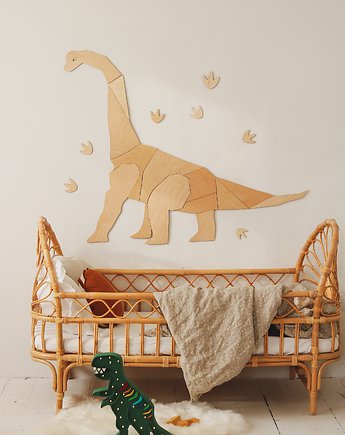 Dinozaur Diplodok Dekoracja Ścienna Origami, drewniana, Cut It Now