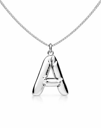 MAŁA BALONOWA LITERKA A-Z- naszyjnik srebro, złoto, róż, ISSI Jewelry
