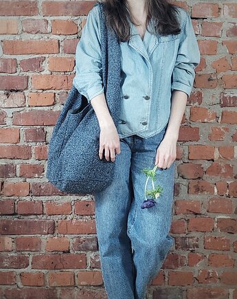 Boogi Bag niebieska  torba hobo w stylu boho, hairoo