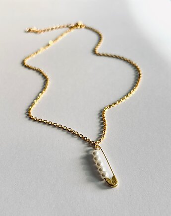 Naszyjnik z agrafka i perłami biel & zloto Agrafka Studio, Agrafka studio