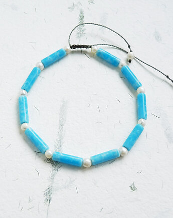 Sky bransoletka Larimar i perły, galeria nuit