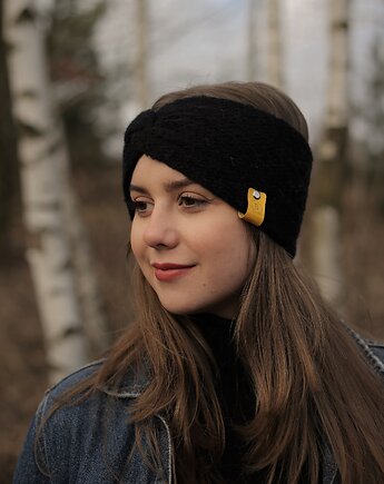 ALPACZINA czarna opaska z alpaki, sploteka