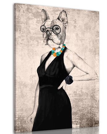 Obraz drukowany z elegancką Panią Buldog 60x80, LUdesign gallery