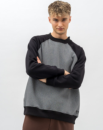 Bluza raglan  basic ciepła ,,VOLKAN" czarna/w paski czarno -białe, 3 for U