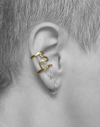 Podwójna nausznica SNAKE złocona na środek ucha, COCONUT