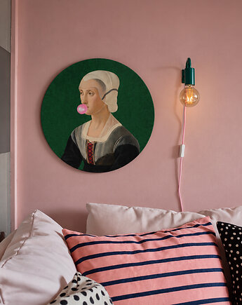 Lucrezia with bubble gum - okrągły obraz lub naklejka, Dekoracje PATKA Patrycja Kita