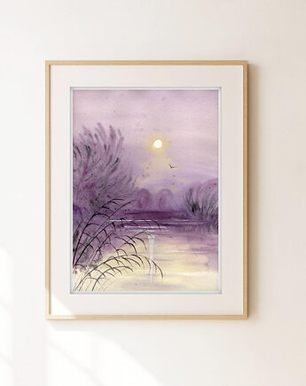 Oryginalna akwarela. Zachód słońca  A4, Malgorzata Domanska