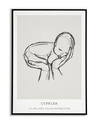 Plakat METRYCZKA kontur DZIECKO linie M77, Bajkowe Obrazki