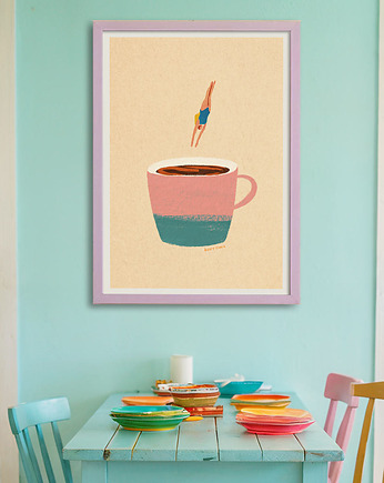 Plakat poranna kawa - autorska grafika do kuchni, minimalmill