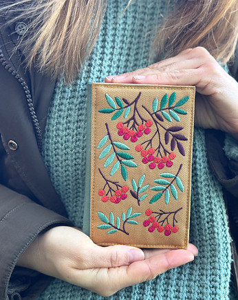 Haftowany portfel - jarzębina na szałwii, PanFelicjan