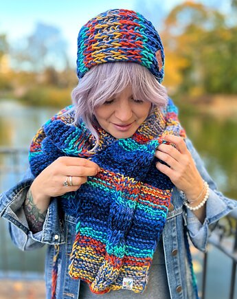 Szal MERINO 50% ,,Górski potok szalik, Brain Inside