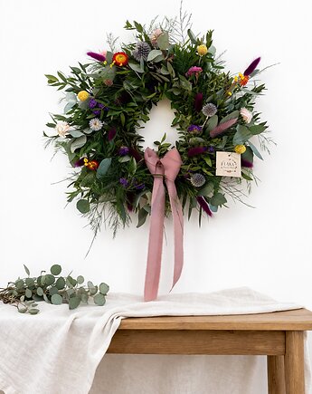 Wianek wiosenny zieleń ciętą + suszki mix, Łąka