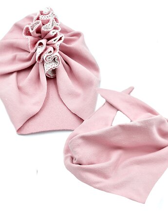 Komplet niemowlęcy czapka turban i chusta, FairyBows