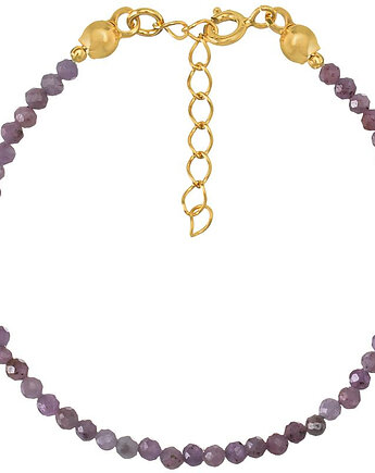 Bransoletka srebrna pozłacana z kamieni naturalnych rubiny 3 mm, Bring Biżuteria