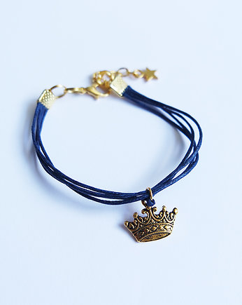 Bransoletka - Korona - sznureczki, granatowa, yenoo
