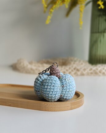 Brelok dynia niebieska, Brelok do kluczy, Jesienny brelok do torebki, EcoToysByNastya