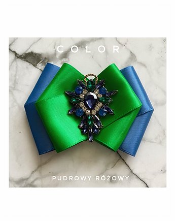 Brosza z kolekcji COLOR  z granatowymi i szmaragdowymi kryształkami, Pudrowy Różowy