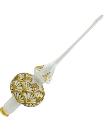 Czubek na choinkę: ornament biało-złoty, Syn Bombkarza