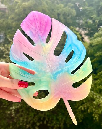 Podstawka taca liść pastelowy z żywicy, My Resin Design