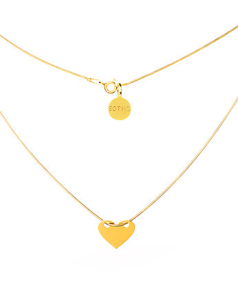 Złoty minimalistyczny modowy naszyjnik serce, SOTHO